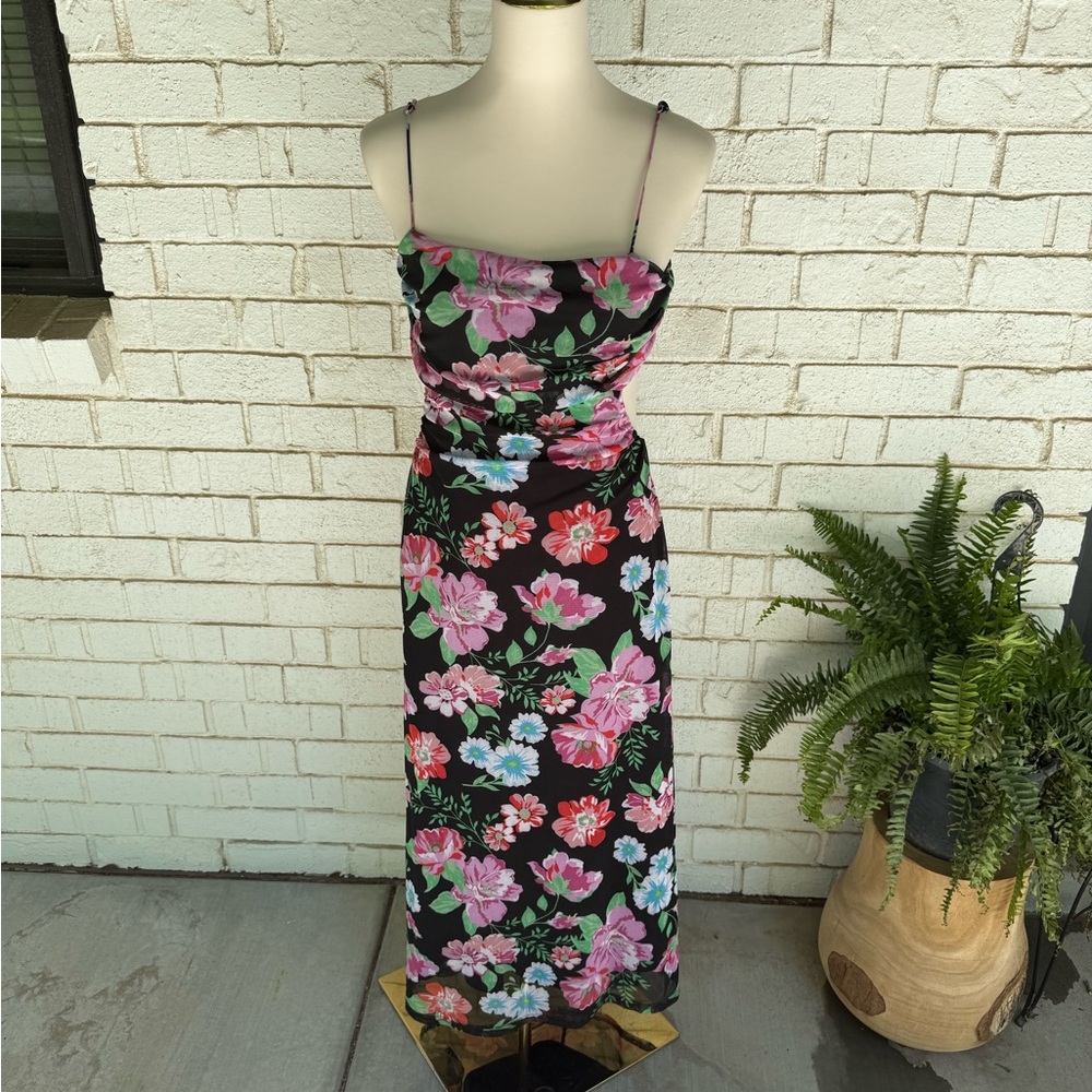 Dee Elly Floral Spaghetti Strap Open Back Dress